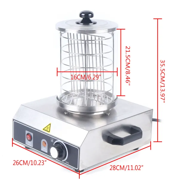 Hot Dog Maker, Réchauffeur de hot-dog, Machine à Hot Dog Professionnelle, Appareil Hot Dog, Cage en acier inoxydable, 350 W/422 W. (Machine à hot-dog) Hot Dog Maker, Réchauffeur de hot-dog, Machine à Hot Dog Professionnelle, Appareil Hot Dog, Cage en acier inoxydable, 350 W/422 W. (Machine à hot-dog)