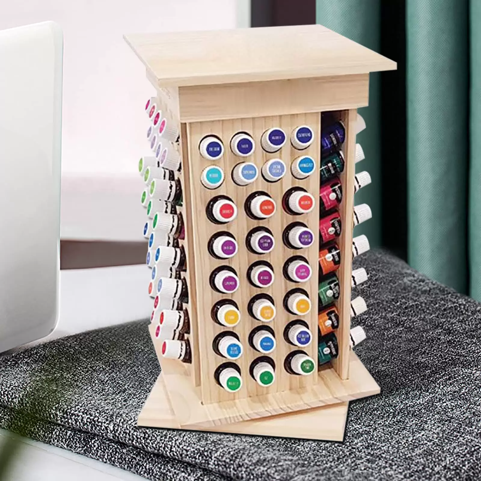 Étagère de rangement pour huiles essentielles - 104 compartiments - Pour exposer et organiser - 8 étages - En bois Étagère de rangement pour huiles essentielles - 104 compartiments - Pour exposer et organiser - 8 étages - En bois