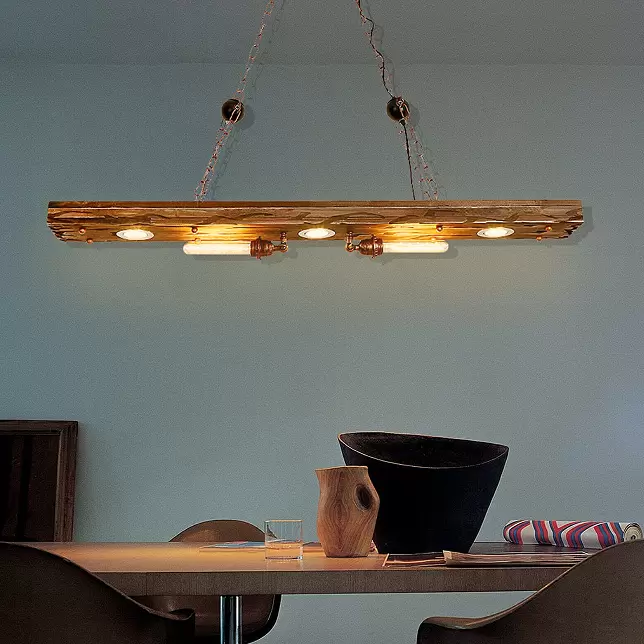 Plafonnier à pendule de conception vintage, poutre en bois, suspension de salon, lampe industrielle de salon, 38W 110V