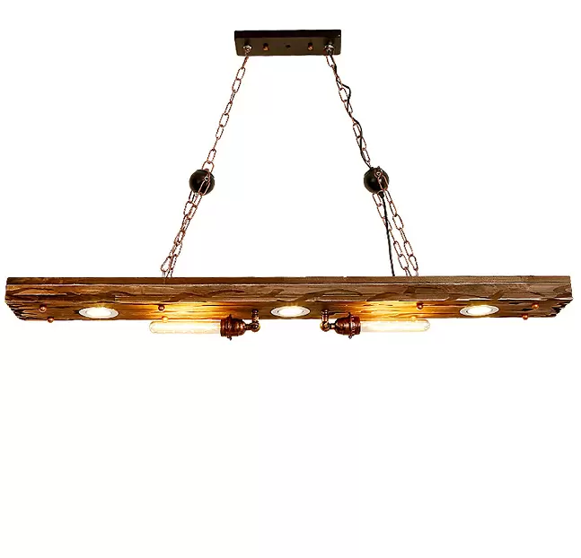 Plafonnier à pendule de conception vintage, poutre en bois, suspension de salon, lampe industrielle de salon, 38W 110V