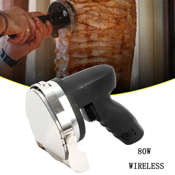 Couteau à kebab électrique portable professionnel - Avec largeur de coupe réglable - Sans fil - Rechargeable