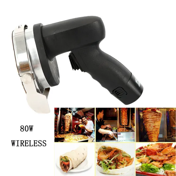 Couteau à kebab électrique portable professionnel - Avec largeur de coupe réglable - Sans fil - Rechargeable