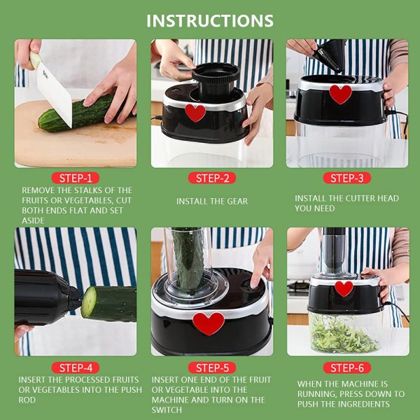 Coupe Légumes Électrique Coupe Spirale Trancheur Hacheur Râpe de Cuisine Spirale pour Courgettes Carottes Concombres 2L