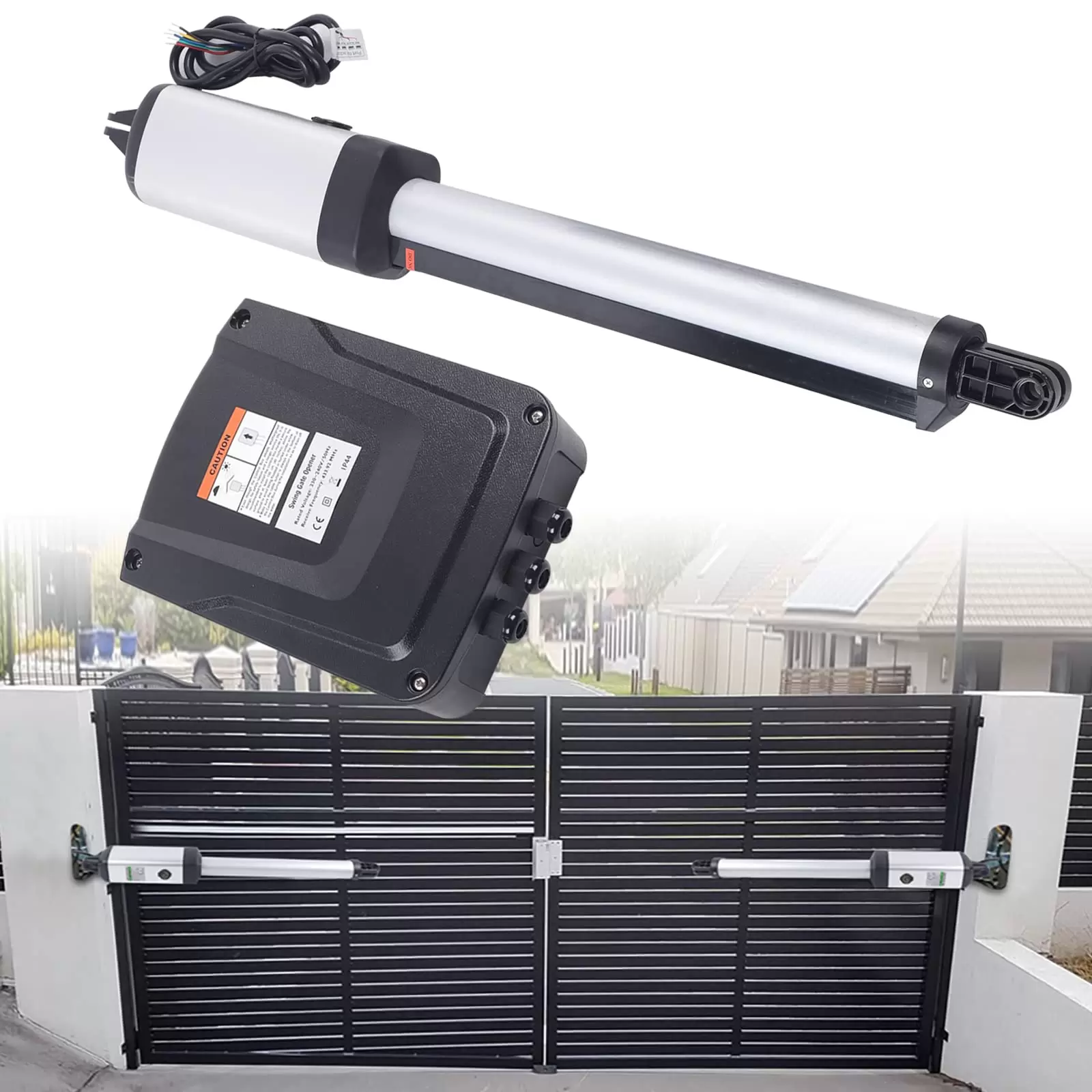 Kit d'Ouverture de Portail Automatique Opérateur de Portail Solaire à Usage Intensif pour Portails Battants Simples Kit d'Ouverture de Portail Automatique Opérateur de Portail Solaire à Usage Intensif pour Portails Battants Simples