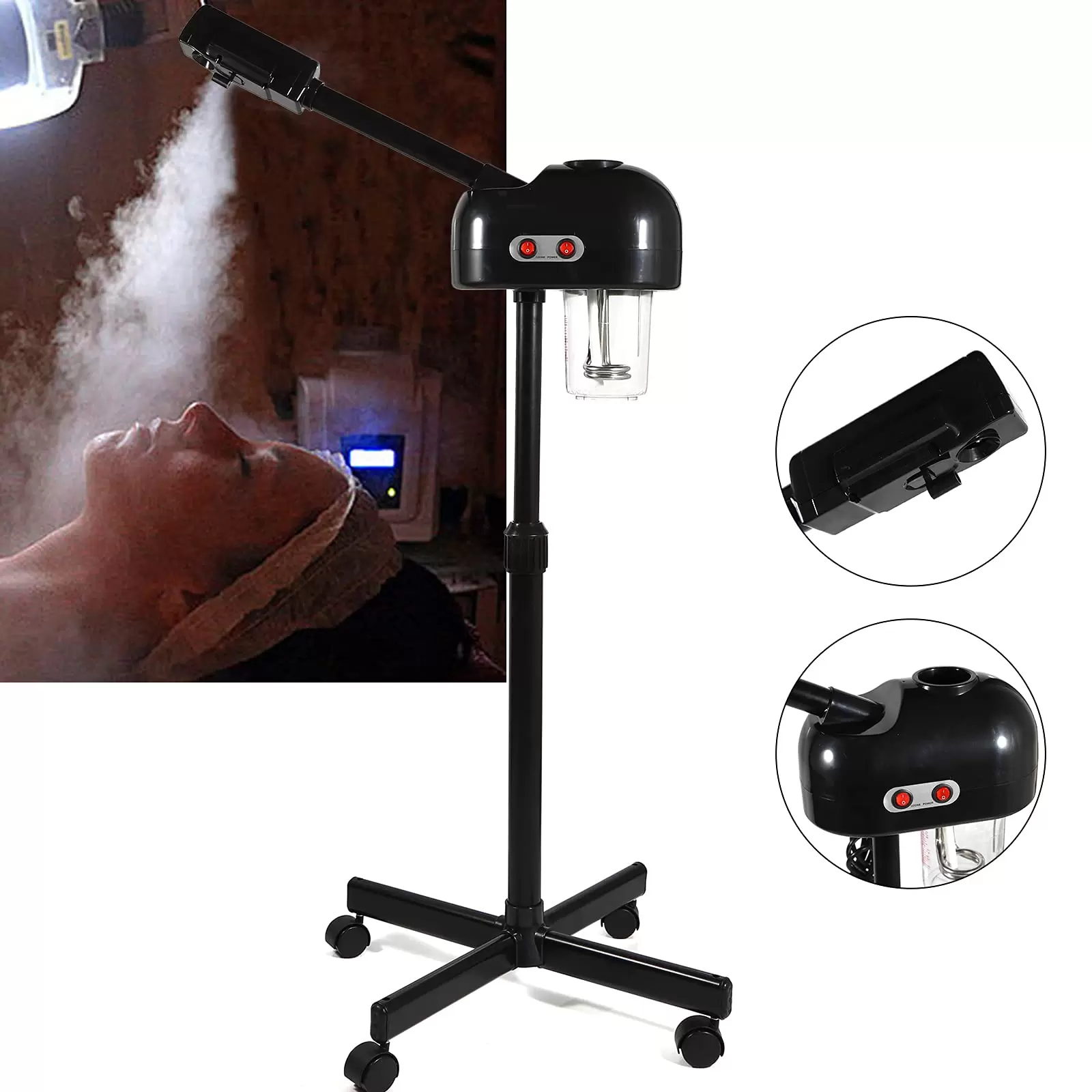 KITNEED Vaporisateur de sauna facial, Vapeur visage, Équipement d'humidificateur facial à vapeur, Vapeur de brume de sauna facial Noir.