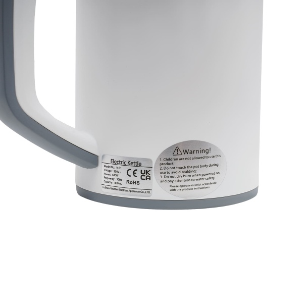 Bouilloire de voyage 800ML, mini bouilloire de camping portable, bouilloire de voyage en acier inoxydable (blanc)