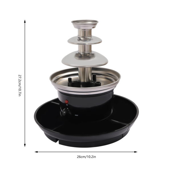 Fontaine à chocolat électrique - En acier inoxydable - Fondue à 3 niveaux - Avec assiette à fruits - Pour fête d'anniversaire, mariage