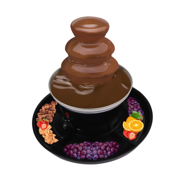 Fontaine à chocolat électrique - En acier inoxydable - Fondue à 3 niveaux - Avec assiette à fruits - Pour fête d'anniversaire, mariage Fontaine à chocolat électrique - En acier inoxydable - Fondue à 3 niveaux - Avec assiette à fruits - Pour fête d'anniversaire, mariage