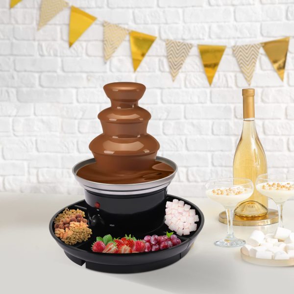 Fontaine à chocolat électrique - En acier inoxydable - Fondue à 3 niveaux - Avec assiette à fruits - Pour fête d'anniversaire, mariage Fontaine à chocolat électrique - En acier inoxydable - Fondue à 3 niveaux - Avec assiette à fruits - Pour fête d'anniversaire, mariage