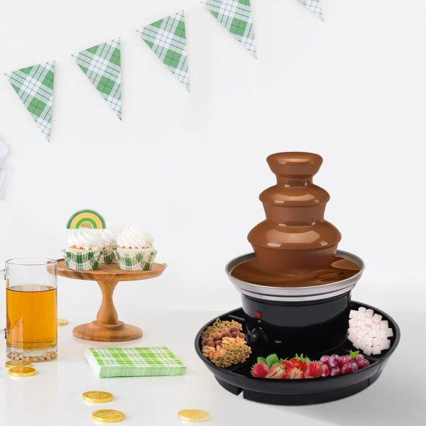 Fontaine à chocolat électrique - En acier inoxydable - Fondue à 3 niveaux - Avec assiette à fruits - Pour fête d'anniversaire, mariage Fontaine à chocolat électrique - En acier inoxydable - Fondue à 3 niveaux - Avec assiette à fruits - Pour fête d'anniversaire, mariage