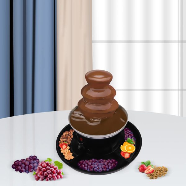 Fontaine à chocolat électrique - En acier inoxydable - Fondue à 3 niveaux - Avec assiette à fruits - Pour fête d'anniversaire, mariage Fontaine à chocolat électrique - En acier inoxydable - Fondue à 3 niveaux - Avec assiette à fruits - Pour fête d'anniversaire, mariage
