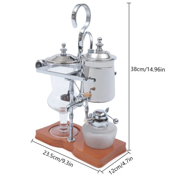 Cafetière Syphon en acier inoxydable sous vide - Cafet à piston - Machine à café belge - Verre de table - Siphon - Machine à café (argenté)