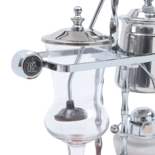 Cafetière Syphon en acier inoxydable sous vide - Cafet à piston - Machine à café belge - Verre de table - Siphon - Machine à café (argenté)