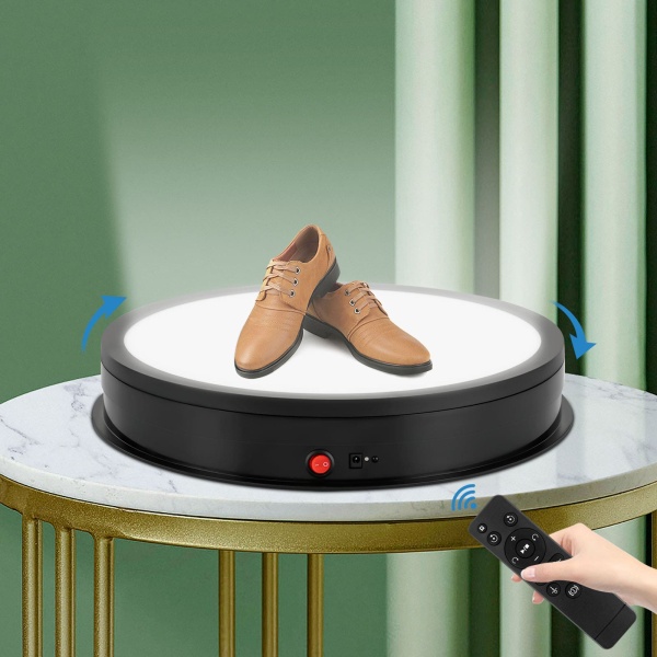 Eiwitany Tenue électrique Turtonable à 360 degrés Affichage Rotatif Sold Turntable Stand Angle Angle Rotation Plateforme de Rotation, pour la Photographie (Black 22cm