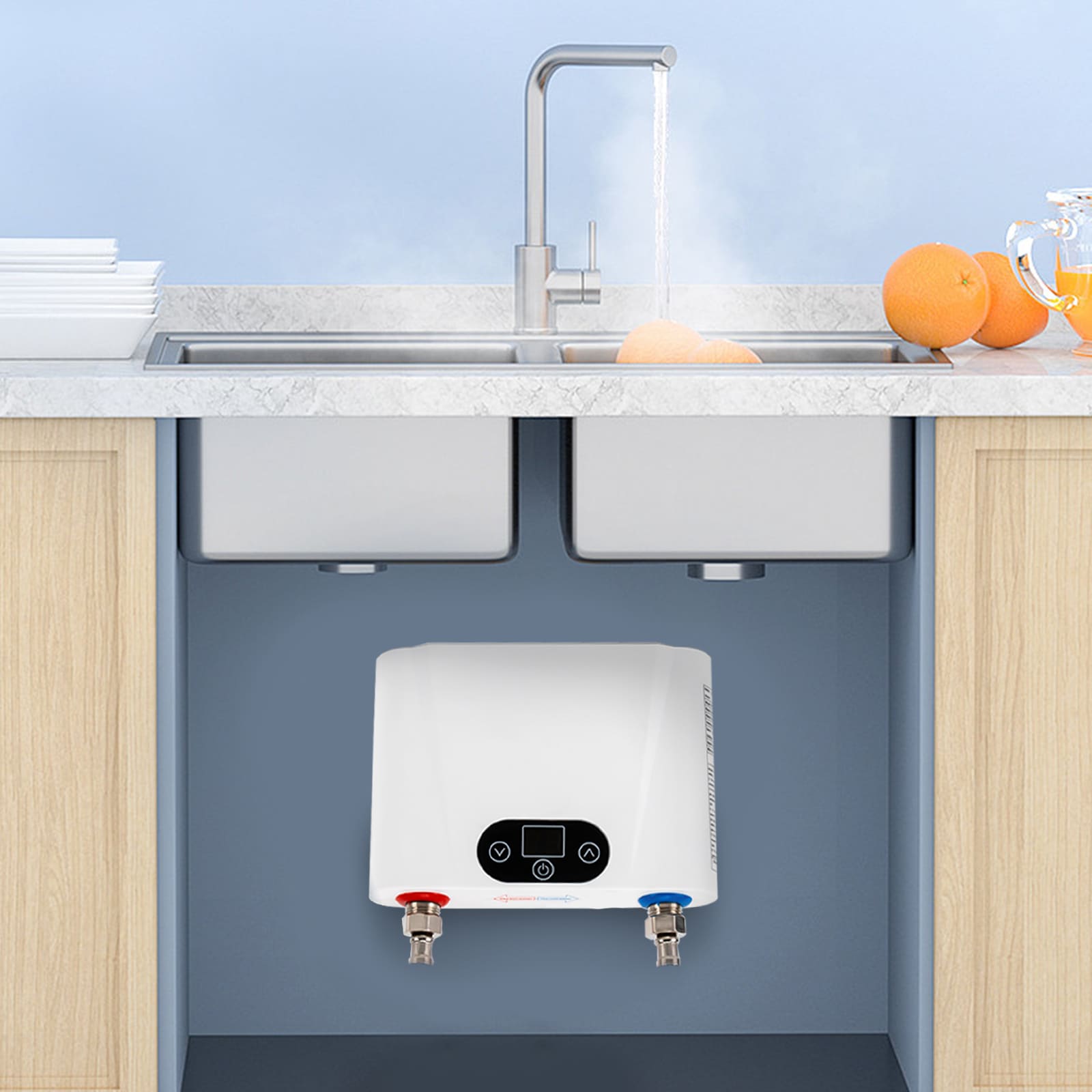 Chauffe-eau électrique instantané - 5,5 kW - Mini appareil de cuisine - Chauffe-eau sans réservoir - Pour cuisine, salle de bain, sous évier Chauffe-eau électrique instantané - 5,5 kW - Mini appareil de cuisine - Chauffe-eau sans réservoir - Pour cuisine, salle de bain, sous évier