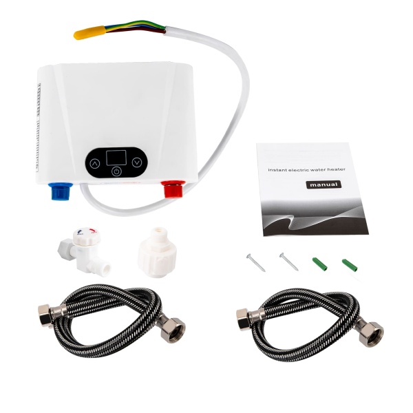 Chauffe-eau électrique instantané - 5,5 kW - Mini appareil de cuisine - Chauffe-eau sans réservoir - Pour cuisine, salle de bain, sous évier Chauffe-eau électrique instantané - 5,5 kW - Mini appareil de cuisine - Chauffe-eau sans réservoir - Pour cuisine, salle de bain, sous évier