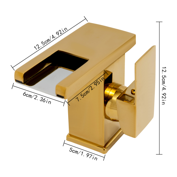 Robinet de baignoire LED, Robinet à lumière LED 3 couleurs, Robinet cascade, Sécurité intelligente, 0-80℃, 12.5*12.5*6 cm, Or Robinet de baignoire LED, Robinet à lumière LED 3 couleurs, Robinet cascade, Sécurité intelligente, 0-80℃, 12.5*12.5*6 cm, Or