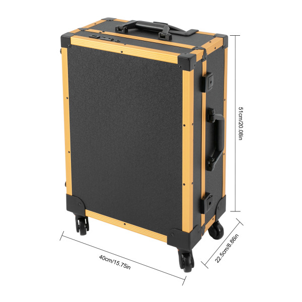 Trousse de maquillage professionnelle Trousse de maquillage de voyage avec miroir LED Noir Jaune Trousse de maquillage professionnelle Trousse de maquillage de voyage avec miroir LED Noir Jaune