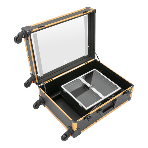 Trousse de maquillage professionnelle Trousse de maquillage de voyage avec miroir LED Noir Jaune Trousse de maquillage professionnelle Trousse de maquillage de voyage avec miroir LED Noir Jaune
