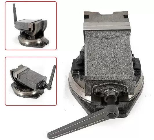 5 " Ètau inclinable pour perceuse avec Base tournante (125mm Largeur de mâchoire, 95mm Ouverture de mâchoire, 0° - 90° inclinable, 360° tournant)