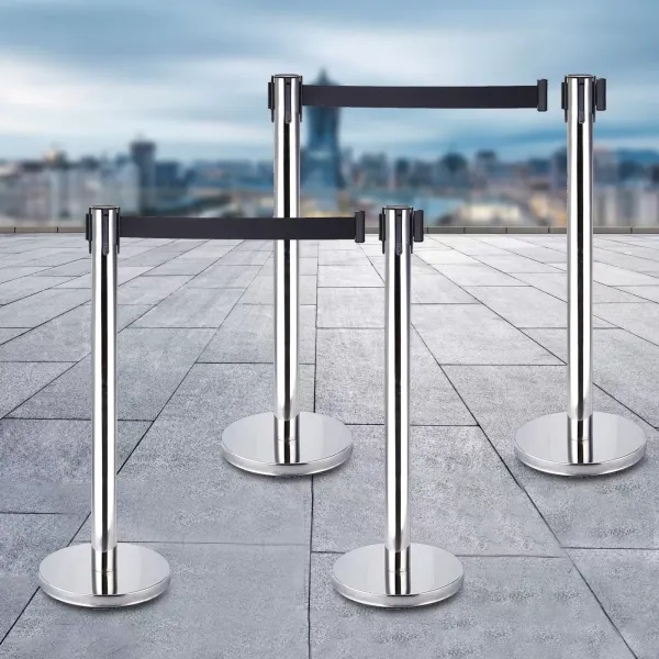 Lot de 4 supports de délimitation en acier inoxydable avec cordon de serrage 200 cm Lot de 4 supports de délimitation en acier inoxydable avec cordon de serrage 200 cm