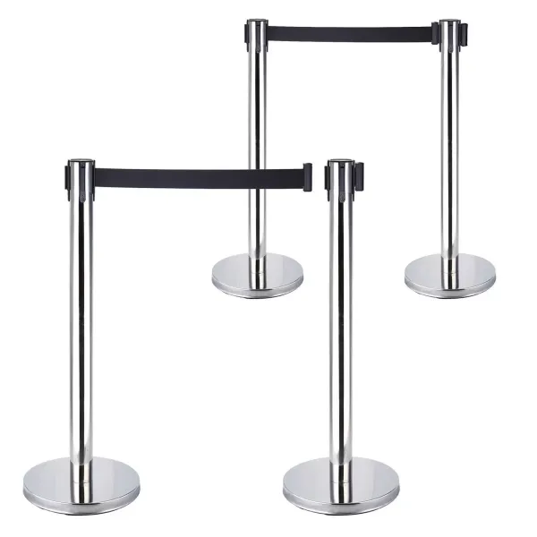 Lot de 4 supports de délimitation en acier inoxydable avec cordon de serrage 200 cm Lot de 4 supports de délimitation en acier inoxydable avec cordon de serrage 200 cm