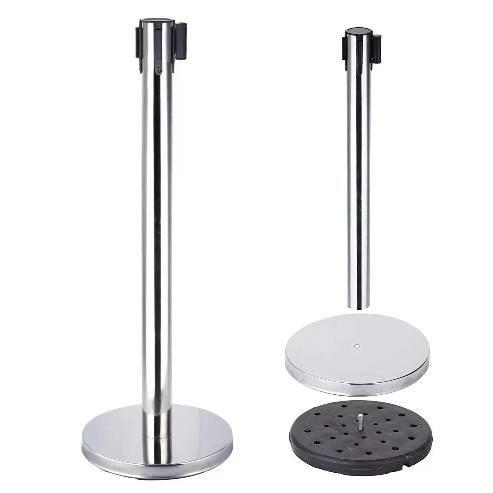 Lot de 4 supports de délimitation en acier inoxydable avec cordon de serrage 200 cm Lot de 4 supports de délimitation en acier inoxydable avec cordon de serrage 200 cm