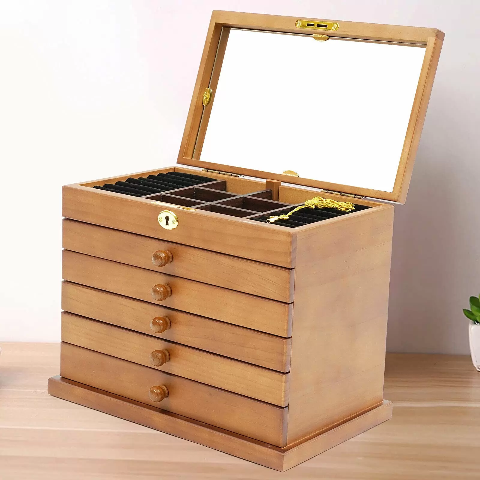 Boîte à Bijoux Commode En Bois Vintage – Déco Rétro