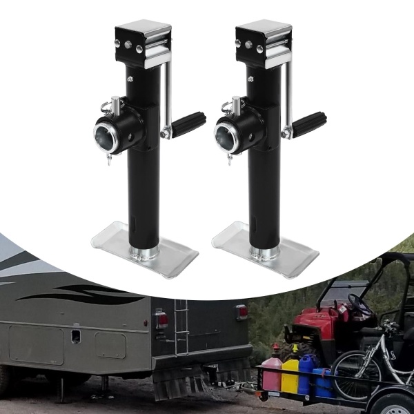 Lot de 2 pieds de support pour remorque - Support de levage pour charges lourdes - Avec manivelle - 1000 kg - Charge de support - 1 t Lot de 2 pieds de support pour remorque - Support de levage pour charges lourdes - Avec manivelle - 1000 kg - Charge de support - 1 t