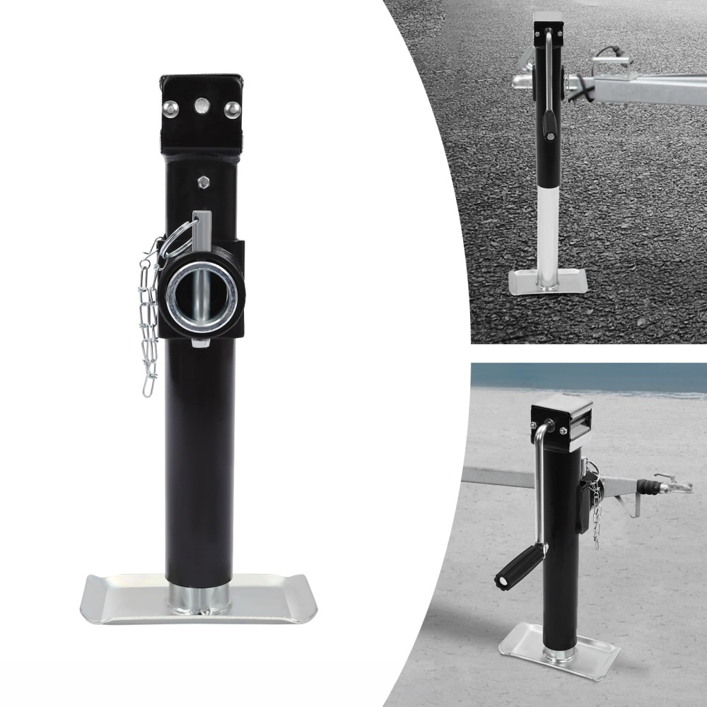 Lot de 2 pieds de support pour remorque - Support de levage pour charges lourdes - Avec manivelle - 1000 kg - Charge de support - 1 t