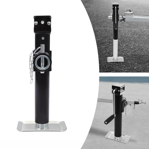 Lot de 2 pieds de support pour remorque - Support de levage pour charges lourdes - Avec manivelle - 1000 kg - Charge de support - 1 t