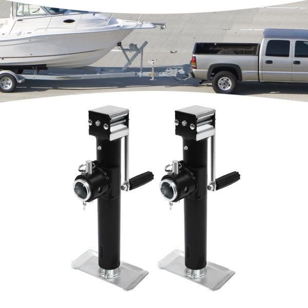 Lot de 2 pieds de support pour remorque - Support de levage pour charges lourdes - Avec manivelle - 1000 kg - Charge de support - 1 t