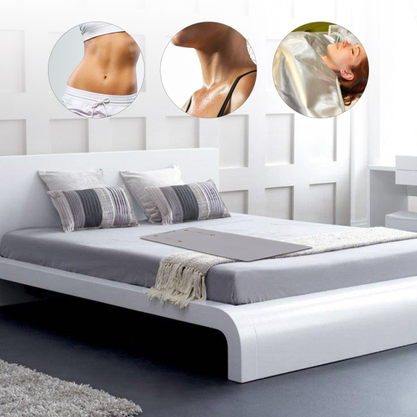 Couverture de sauna infrarouge Sac de sauna Couverture de mise en forme du corps Contrôleur 2 zones Traitement de désintoxication professionnel Machine de beauté anti-âge Argent